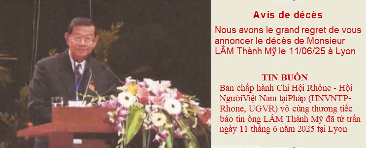 Décès de Mr LAM Thanh My 