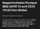 Pique-nique BBQ UGVR dimanche 13-04-2025